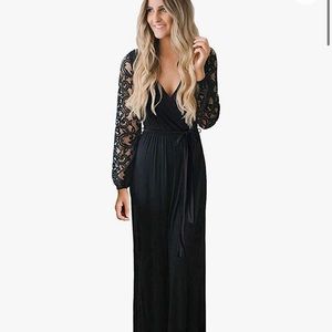 Zattcas Vintage Floral Black Maxi Dress Small NWT